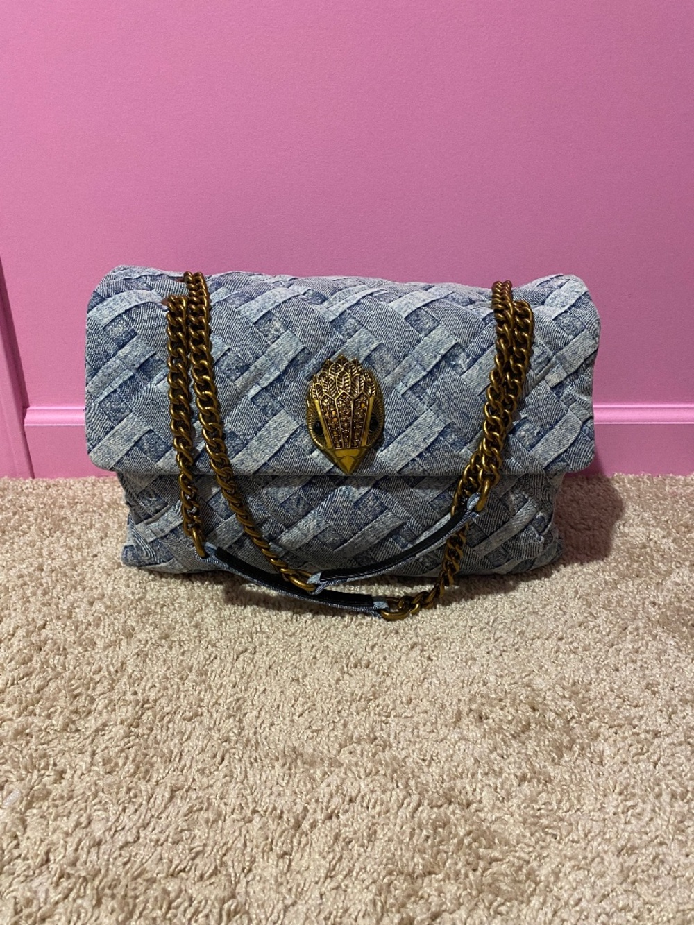 Kurt Geiger XXL Denim Kensington flap bag